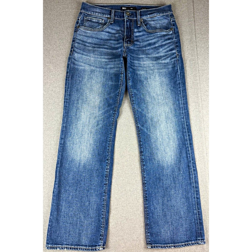 BKE Jake Mens Jeans 31x30 Straight Leg Medium Wash Stretch Denim Buckle